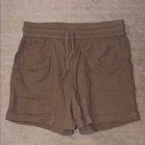 Mate the label women’s  Brown Drawstring Linen-Blend Shorts